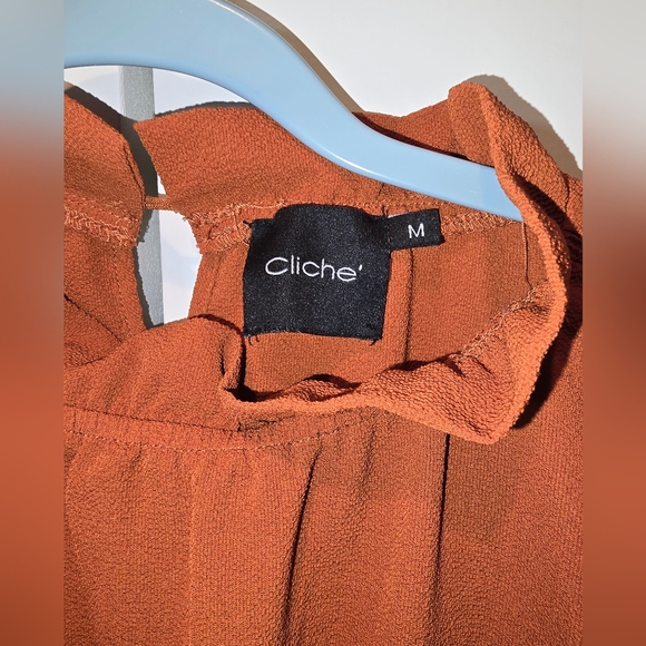 Cliche Ruffled Rust Cropped Top - Picture 2 of 6